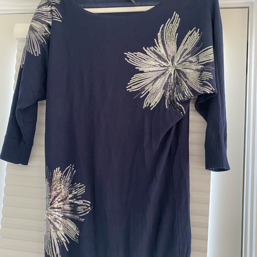 INC Navy Top with silver sparkle